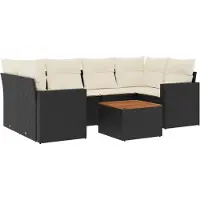 vidaXL Set di divani da giardino 7 pezzi con cuscini in polirattan nero