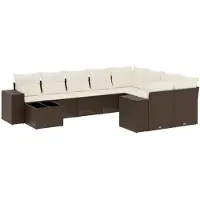 vidaXL Set di divani da giardino da 10 pezzi con cuscini in polirattan marrone