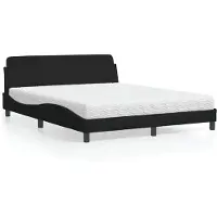 vidaXL Letto con materasso nero 160x200 cm in tessuto