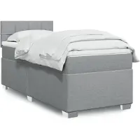 vidaXL Letto a molle con materasso grigio chiaro 80x200 cm in tessuto