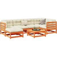 vidaXL set di divani da giardino 7 pezzi con cuscini Legno di pino marrone Wax