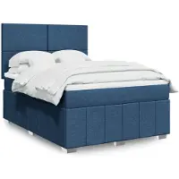 vidaXL Letto a molle con materasso blu 140x190 cm in tessuto
