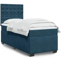 vidaXL Letto a molle con materasso blu 100x200 cm in velluto