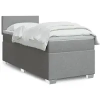 vidaXL Letto a molle con materasso grigio chiaro 90x190 cm in tessuto