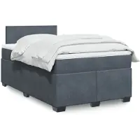 vidaXL Letto a molle con materasso grigio scuro 120x190 cm in velluto