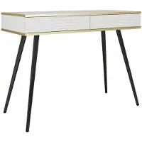 3Xeliving Comodino bianco glamour con gambe nere, 102 x 80 x 50