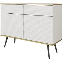 3Xeliving Credenza glamour bianca con gambe nere, 107 x 85 x 39
