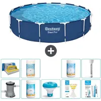 Bestway Piscina gonfiabile Steel Pro, rotonda, dimensioni 396x84 cm, composta da 10 elementi, modello S43339
