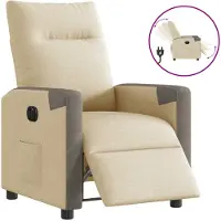 vidaXL Poltrona relax elettrica in tessuto crema