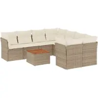 vidaXL Set di divani da giardino 9 pezzi con cuscini Beige poly rattan
