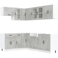 vidaXL Set di mobili da cucina 11 pezzi Lucca cemento grigio materiale a base di legno