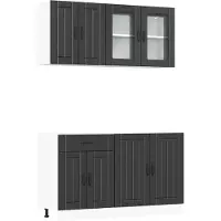 vidaXL Set di armadietti da cucina 4 pezzi Lucca in legno nero
