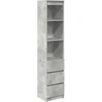 vidaXL Highboard grigio cemento 37,5x35x180 cm materiale a base di legno
