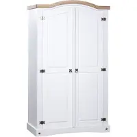 vidaXL Armadio in legno di pino stile Messico 2 ante bianco