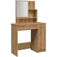 vidaXL Comodino con specchio Rovere artigianale 86,5x35x136 cm