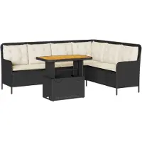 vidaXL Set di divani da giardino a 2 pezzi con cuscini in polirattan nero