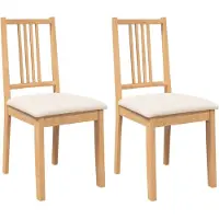 vidaXL Sedie da pranzo con cuscino 2 pz. Albero di gomma in legno massiccio naturale