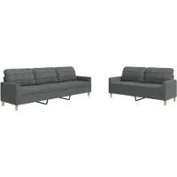 vidaXL set divano 2 pezzi tessuto grigio scuro