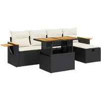 vidaXL Set di divani da giardino a 6 pezzi con cuscini in rattan nero