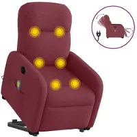 vidaXL Poltrona massaggiante elettrica con ausilio per la posizione eretta in tessuto rosso vino