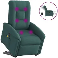 vidaXL Poltrona massaggiante elettrica con ausilio per la posizione eretta Tessuto verde scuro