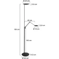 Steinhauer Lampada a LED da pavimento Daphne 2 +, lampada da lettura nera, CCT, telecomando