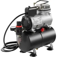 Wiltec Compressore per aerografo AF186 con serbatoio d'aria, pistone a 2 cilindri, pressione massima di 4 bar e start-stop automatico, per modellismo, tatuaggi, nail art