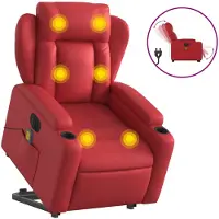 vidaXL Poltrona per massaggi con ausilio per l'assistenza elettrica in Pelle finta rossa