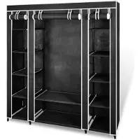 vidaXL Armadio in tessuto con scomparti appendiabiti 45×150×176 cm Nero