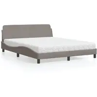 vidaXL Letto con materasso "Dover" Taupe 160x200 cm in tessuto