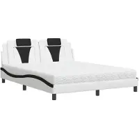 vidaXL letto "Viana" con materasso bianco e nero 160x200 cm in ecopelle