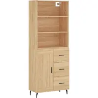 vidaXL Credenza Sonoma-quercia 69,5x34x180 cm Materiale a base di legno
