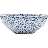 VD Home Furnishing Lavabo da appoggio bianco e blu, rotondo, Ø 41 x 14 cm, Vetroceramica