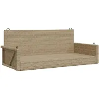vidaXL Panca pensile Beige 119x56x48 cm Poly Rattan