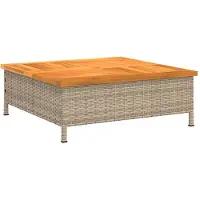 vidaXL Tavolo da giardino beige 70x70x25 cm in rattan e legno di acacia