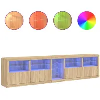 vidaXL Credenza con luci LED rovere Sonoma 283x37x67 cm