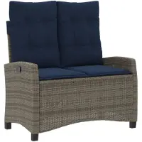 vidaXL Panchina da giardino regolabile con cuscino Grigio Poli Rattan