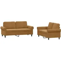 vidaXL set divano 2 pezzi con cuscini in velluto marrone