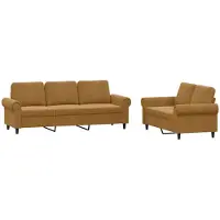 vidaXL Set divano 2 pezzi con cuscini in velluto marrone