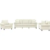 vidaXL Set divano 3 pezzi con cuscini in velluto crema