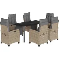 vidaXL set da pranzo da giardino 7 pezzi con cuscini Beige mix poly rattan