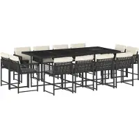 vidaXL set da pranzo da giardino da 13 pezzi con cuscini in polirattan nero