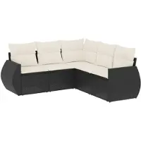 vidaXL Set di divani da giardino 5 pezzi con cuscini in polirattan nero