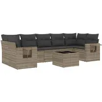 vidaXL Set di divani da giardino 8 pezzi con cuscini in rattan grigio chiaro