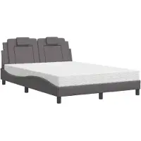 vidaXL letto "Viana" con materasso grigio 140x200 cm in Pelle finta