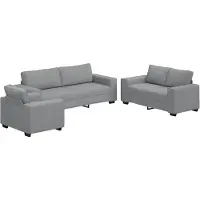 vidaXL Set divano 3 pezzi con cuscini in tessuto grigio chiaro