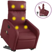 vidaXL Poltrona per massaggi con ausilio per l'assistenza in piedi in Pelle finta rosso vino
