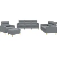 vidaXL Set di divani 4 pezzi con cuscini in tessuto grigio chiaro