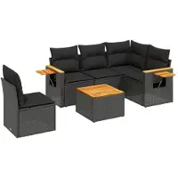 vidaXL Set di divani da giardino a 6 pezzi con cuscini in rattan nero