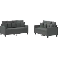 vidaXL set divano 2 pezzi con cuscini in tessuto grigio scuro